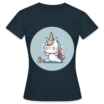 Adorable Licorne de Yoga - T-shirt Femme - marine - Devant - AI Model Female 172 dark (172cm)