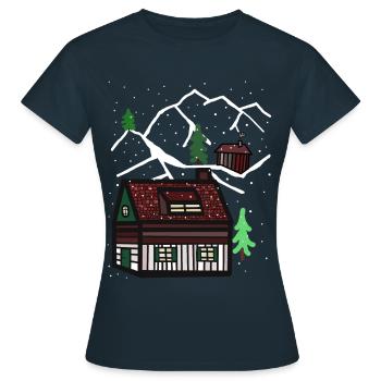 Winter Christmas Tyrol Alps Alm Snow Xmas Nature - Women's T-Shirt - navy - Front - AI Model Female 172 dark (172cm)