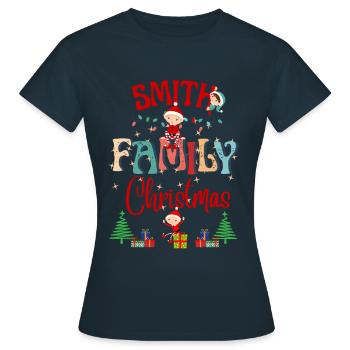 Smith Family Weihnachtsfeier Design - Frauen T-Shirt - Navy - Vorne - AI Model Female 172 dark (172cm)