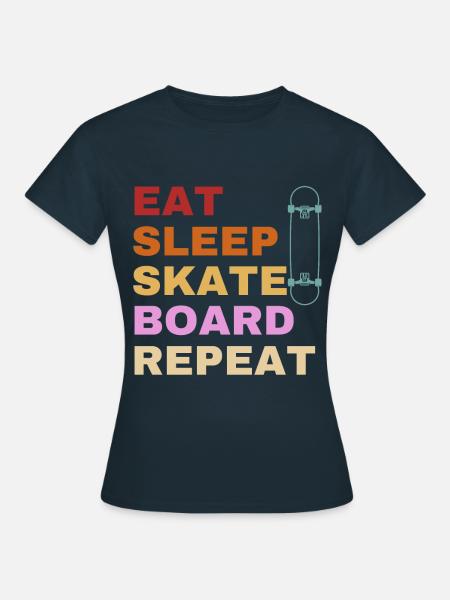 Powtórz Eat Sleep Deskorolka - Dame-T-shirt - marineblå
