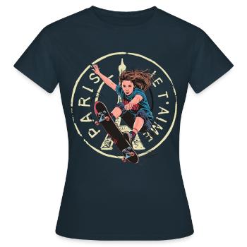 Équipement USA Sport Team Skateboarding 2024 - T-shirt Femme - marine - Devant - AI Model Female 172 dark (172cm)