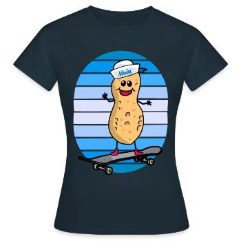 cacahuète maritime marin patineur patinage noix enfant - T-shirt Femme - marine - Devant - AI Model Female 172 dark (172cm)