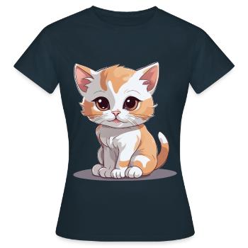 Chaton Chat Chats Chat Domestique Miaulement - T-shirt Femme - marine - Devant - AI Model Female 172 dark (172cm)