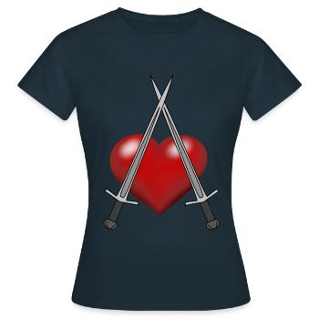 Schwert Ritter Herz Schwertkämpfer Kämpfer - Frauen T-Shirt - Navy - Vorne - AI Model Female 172 dark (172cm)