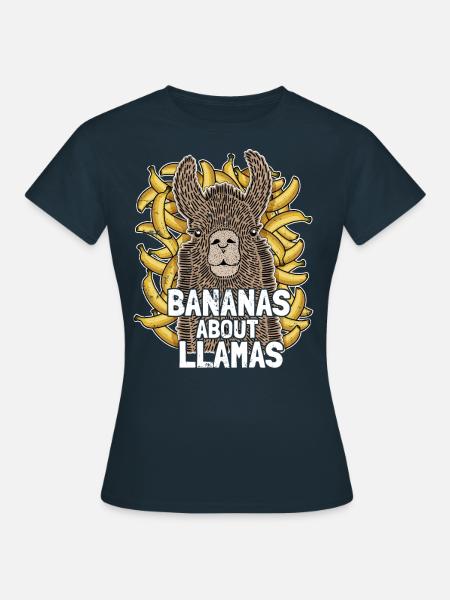 Verrückt Nach Lamas I Bananas About Llamas - Dame-T-shirt - marineblå