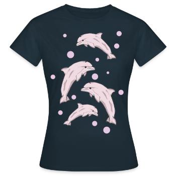 Four dolphins, sea - Women's T-Shirt - navy - Front - AI Model Female 172 dark (172cm)