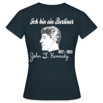 John F. Kennedy,Ich bin ein Berliner,Shirt Berlin - Frauen T-Shirt - Navy - Vorne - AI Model Female 172 dark (172cm)