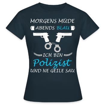 Polizist Polizisten Polizei Beamte Bulle Lustig - Frauen T-Shirt - Navy - Vorne - AI Model Female 172 dark (172cm)