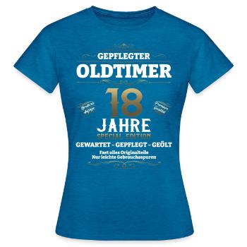 18. Geburtstag Mann Oldtimer Jahrgang 2005 - Frauen T-Shirt - Antikblaues Saphir meliert - Vorne - AI Model Female 172 dark (172cm)