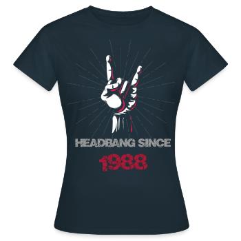 Headbang since 1988 - Frauen T-Shirt - Navy - Vorne - AI Model Female 172 dark (172cm)