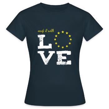 made it with love EU europe baby birth no brexit s - Women's T-Shirt - navy - Front - AI Model Female 172 dark (172cm)