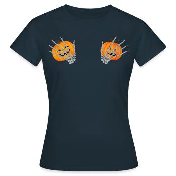 Lustige Kürbis Brust - Frauen T-Shirt - Navy - Vorne - AI Model Female 172 dark (172cm)