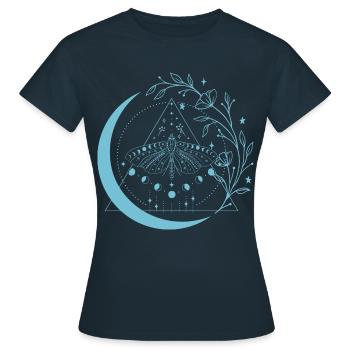 Fleurs de lune de mite - T-shirt Femme - marine - Devant - AI Model Female 172 dark (172cm)