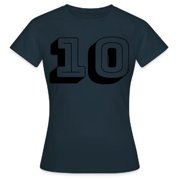 Trikotnummer - Zehn - Zahl - Frauen T-Shirt - Navy - Vorne - AI Model Female 172 dark (172cm)