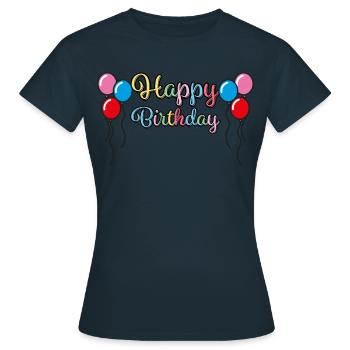 Happy Birthday Greetings - Women's T-Shirt - navy - Front - AI Model Female 172 dark (172cm)