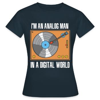Disque Vinyle Vintage Vintage Platine Vinyle - T-shirt Femme - marine - Devant - AI Model Female 172 dark (172cm)