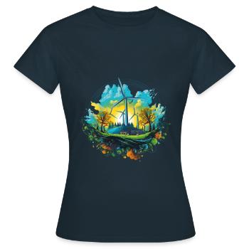 Wind turbine Wind turbines Environmental protection - Women's T-Shirt - navy - Front - AI Model Female 172 dark (172cm)