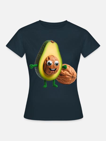 Avocado mit Walnusskern - Frauen T-Shirt - Navy