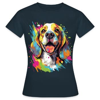Buntes Beagle Design - Liebevoll und Lebhaft - Frauen T-Shirt - Navy - Vorne - AI Model Female 172 dark (172cm)