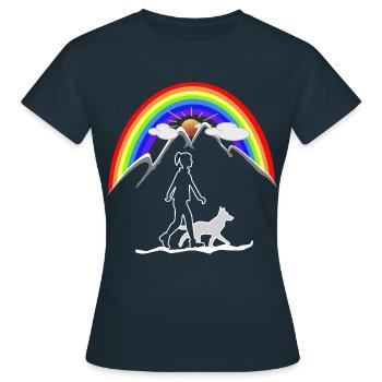 Woman with Dog Rainbow - Women's T-Shirt - navy - Front - AI Model Female 172 dark (172cm)