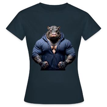 BoreoutEncre révolutionnaire Rebel Hippo - T-shirt Femme - marine - Devant - AI Model Female 172 dark (172cm)