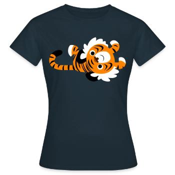 Niedlicher fauler Tiger von Cheerful Madness!! - Frauen T-Shirt - Navy - Vorne - AI Model Female 172 dark (172cm)