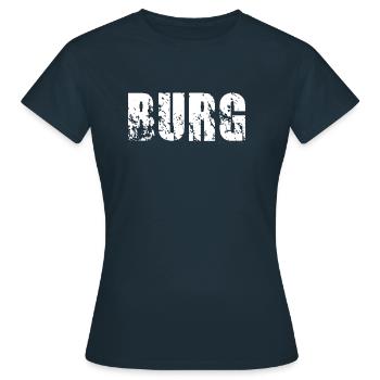 Burg - Frauen T-Shirt - Navy - Vorne - AI Model Female 172 dark (172cm)