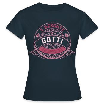 Gin Vintage Label fürs beste Gotti - Frauen T-Shirt - Navy - Vorne - AI Model Female 172 dark (172cm)