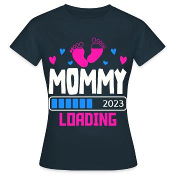 Mama loading 2023, werdende Mutter 2023 - Frauen T-Shirt - Navy - Vorne - AI Model Female 172 dark (172cm)