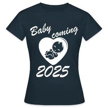 Bébé à venir en 2025, bébé naîtra en 2025 - T-shirt Femme - marine - Devant - AI Model Female 172 dark (172cm)