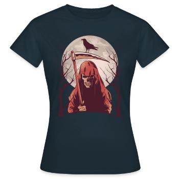 Halloween Sensenmann Rabe Mond - Frauen T-Shirt - Navy - Vorne - AI Model Female 172 dark (172cm)