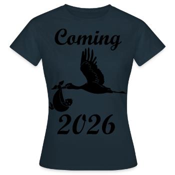 Announcement 2026 Stork Baby - Women's T-Shirt - navy - Front - AI Model Female 172 dark (172cm)
