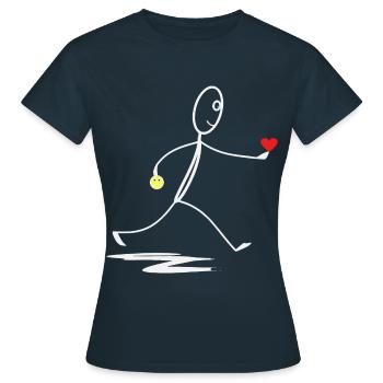 Herz - Herzlich - Strichmännchen - Frauen T-Shirt - Navy - Vorne - AI Model Female 172 dark (172cm)