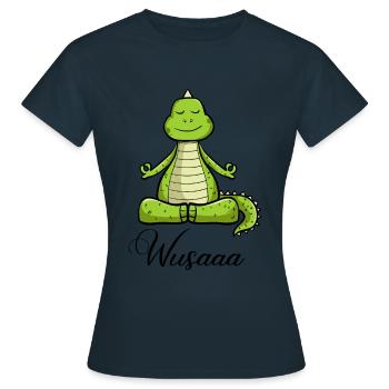 Auszeit Durchatmen Wusaaa Drache - Frauen T-Shirt - Navy - Vorne - AI Model Female 172 dark (172cm)