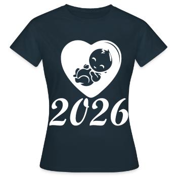 Bienvenue bébé 2026 icône de coeur - T-shirt Femme - marine - Devant - AI Model Female 172 dark (172cm)