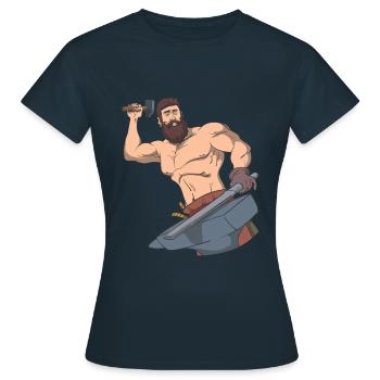 Schmied Amboss Hammer Schwert - Frauen T-Shirt - Navy - Vorne - AI Model Female 172 dark (172cm)