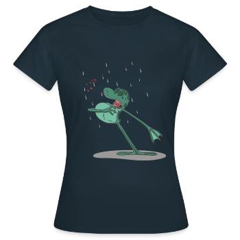 Grenouille drôle chante sous la pluie - T-shirt Femme - marine - Devant - AI Model Female 172 dark (172cm)