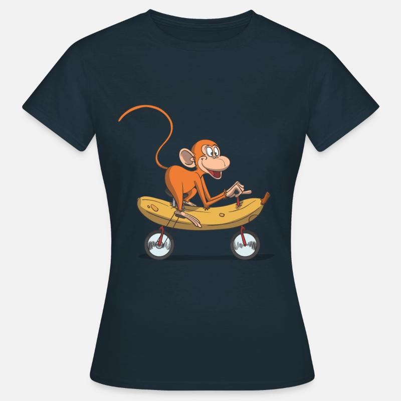 Funny monkey, monkey on bicycle banana - Women's T-Shirt - navy