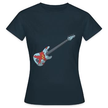 Bass Gitarre E-Bass - Frauen T-Shirt - Navy - Vorne - AI Model Female 172 dark (172cm)