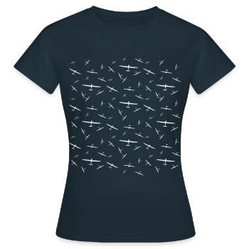 Segelflugzeug Thermik Segelflieger gleiten Pilot - Frauen T-Shirt - Navy - Vorne - AI Model Female 172 dark (172cm)