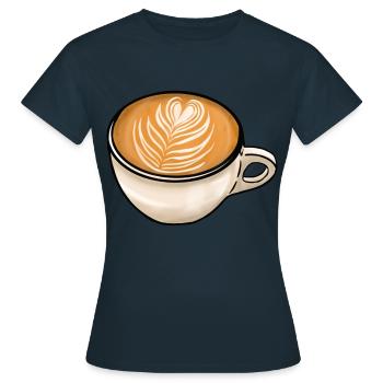 Café Cappuccino Fern - T-shirt Femme - marine - Devant - AI Model Female 172 dark (172cm)