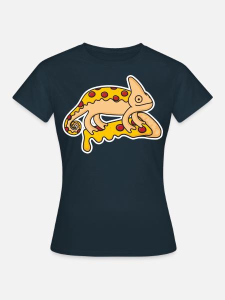 Chamäleon Pizza Design - Frauen T-Shirt - Navy