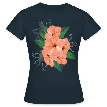 Bouquet de fleurs d’hibiscus - Bouquet - Fleurs - T-shirt Femme - marine - Devant - AI Model Female 172 dark (172cm)