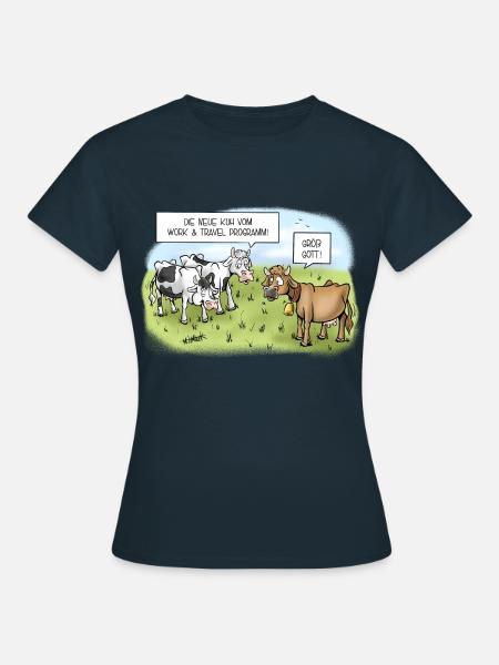 Work & Travel Kühe - Frauen T-Shirt - Navy