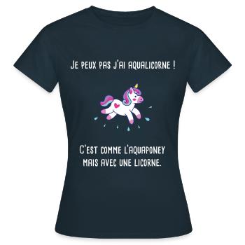 licorne humoristique - T-shirt Femme - marine - Devant - AI Model Female 172 dark (172cm)
