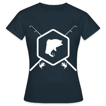 Angler - Fisherman - Angelrute - Sportfischer - Frauen T-Shirt - Navy - Vorne - AI Model Female 172 dark (172cm)