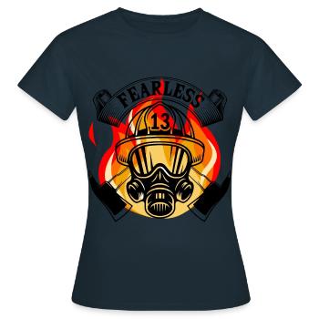 Furchtlos Feuerwehr, Feuerwehrmann - Frauen T-Shirt - Navy - Vorne - AI Model Female 172 dark (172cm)