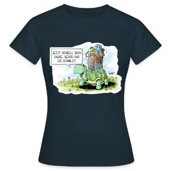 Langsame Einkäufe - Frauen T-Shirt - Navy - Vorne - AI Model Female 172 dark (172cm)