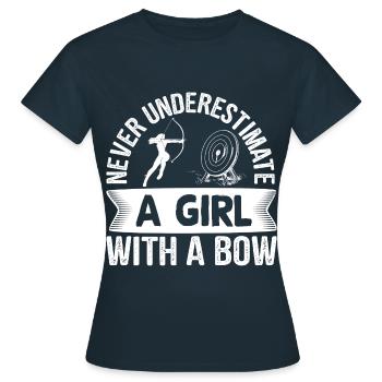 Bogenschießen Bogenschütze Mädchen mit einem Bogen - Frauen T-Shirt - Navy - Vorne - AI Model Female 172 dark (172cm)