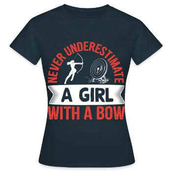 Archery Archer Girls with a bow - Women's T-Shirt - navy - Front - AI Model Female 172 dark (172cm)